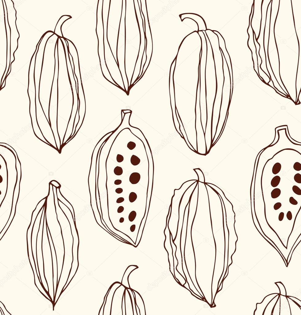 Seamless pattern with cocoa beans