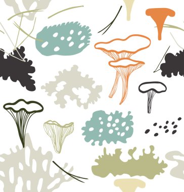 pattern with chanterelle mushrooms clipart