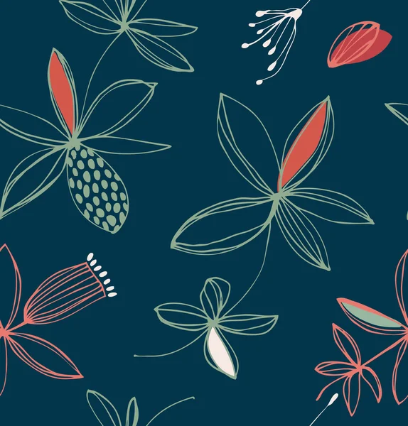 Motif floral décoratif sans couture — Image vectorielle