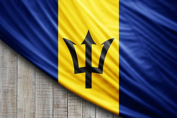 Bandera Barbados Seda Fondo Digital —  Fotos de Stock