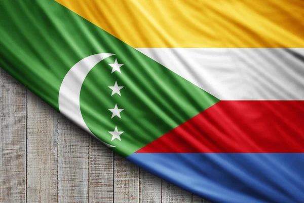 Comoren Vlag Van Zijde Digitale Achtergrond — Stockfoto