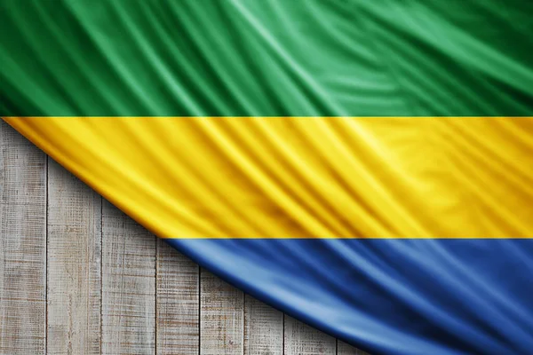 Gabon Drapeau Soie Fond Numérique — Photo