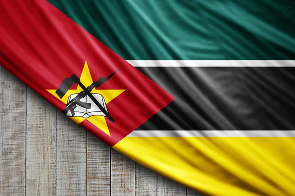 Bandera Mozambique Seda Fondo Digital —  Fotos de Stock