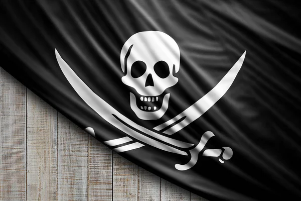 Bandeira Pirata Seda Fundo Digital — Fotografia de Stock