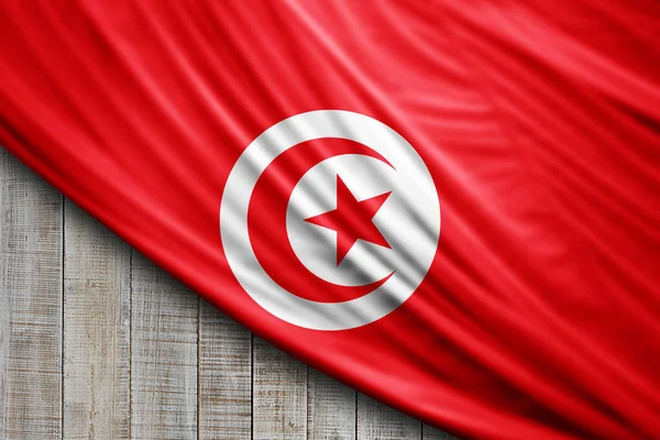 Flaga Tunezji Jedwabna Tło Cyfrowe — Zdjęcie stockowe