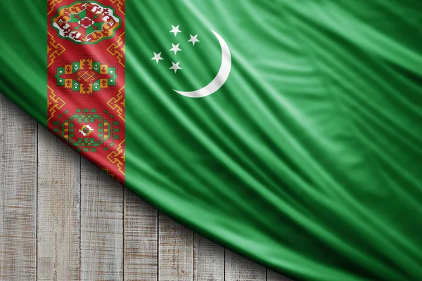 Turkmenistan Flag Silk Digital Background — Stock Photo, Image