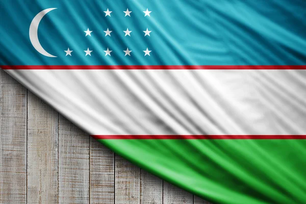 Oezbekistan Vlag Van Zijde Digitale Achtergrond — Stockfoto