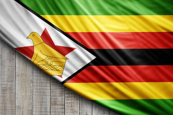 Bandeira Zimbabué Seda Fundo Digital — Fotografia de Stock