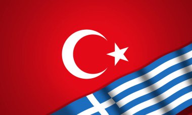 Yunanistan ve Türkiye bayrakları, dijital arkaplan