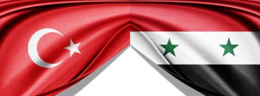 Türkiye ve Suriye bayrakları, dijital arkaplan