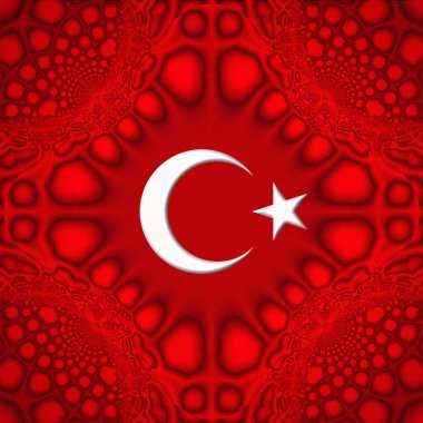 Soyut desen ve dijital arkaplana sahip Türkiye bayrağı