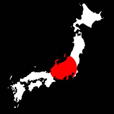 Japonya bayrak haritası ve siyah arkaplan dijital arkaplan