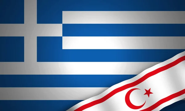 Σημαίες Ελλάδας Και Τουρκικής Δημοκρατίας Της Βόρειας Κύπρου Ψηφιακό Υπόβαθρο — Φωτογραφία Αρχείου