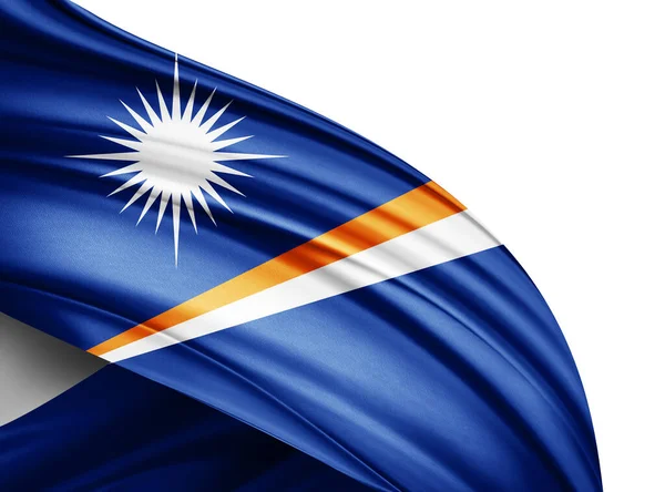 Marshall Adaları Ipek Bayrağı Metin Veya Resimleriniz Beyaz Arkaplanınız Için — Stok fotoğraf