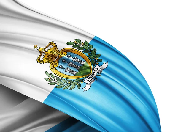 Bandeira San Marino Seda Com Copyspace Para Seu Texto Imagens — Fotografia de Stock