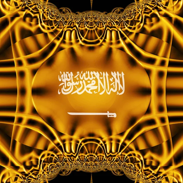 Soyut Desenli Dijital Arkaplanlı Suudi Arabistan Bayrağı — Stok fotoğraf
