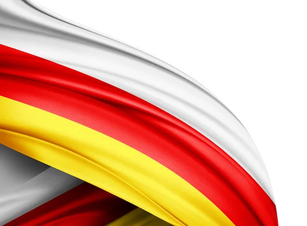 South Ossetia Flag Silk Copyspace Your Text Images White Background — Stock Photo, Image