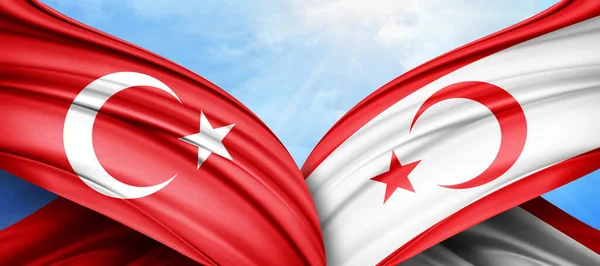 Turkey Turkish Republic Northern Cyprus Flags Digital Background — Stock Fotó