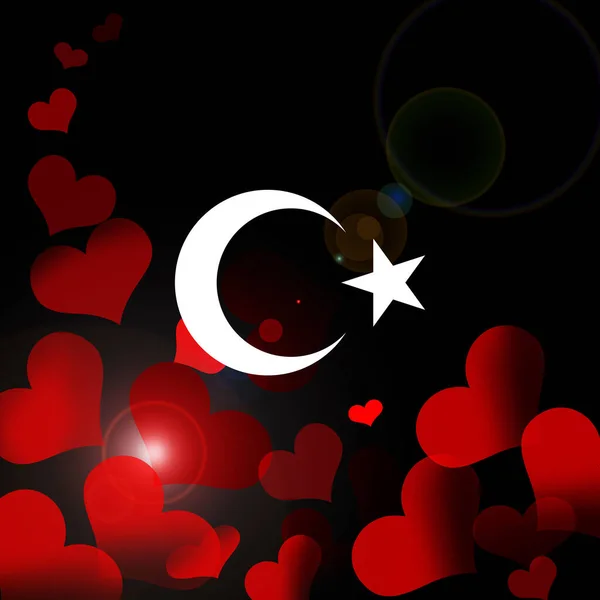 土耳其国旗和心脏背景 数码背景 — 图库照片