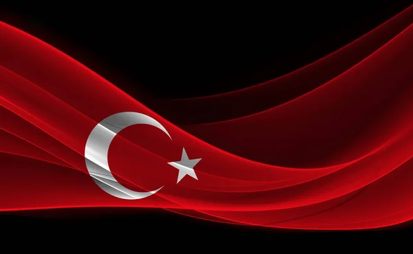 Bandera Turquía Seda Fondo Digital —  Fotos de Stock