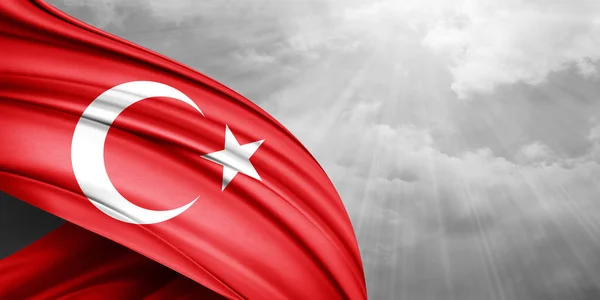 Turchia Bandiera Seta Cielo Sfondo Sfondo Digitale — Foto Stock