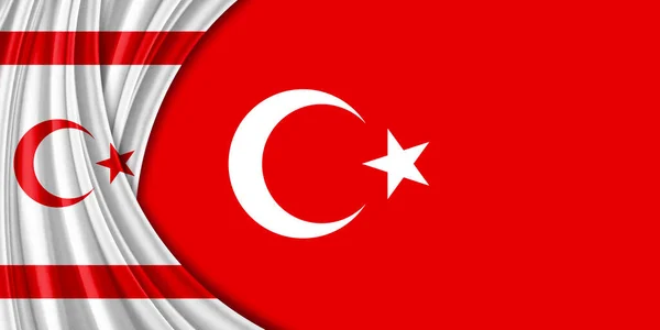 Turkish Republic Northern Cyprus Turkey Flags Digital Background — Stock Fotó