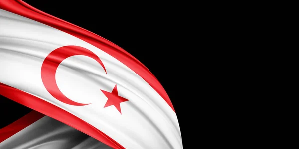 Турецкая Республика Северного Кипра Флаг Шелка Цифровой Фон — стоковое фото