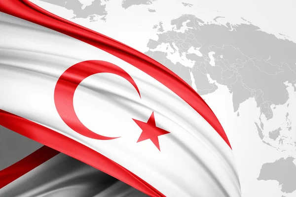 Турецкая Республика Северного Кипра Флаг Шелка Цифровой Фон — стоковое фото