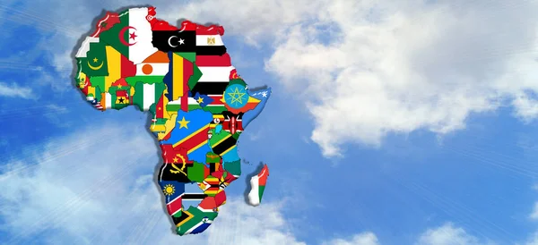 Afrikai Zászlók Égbolt Háttér — Stock Fotó