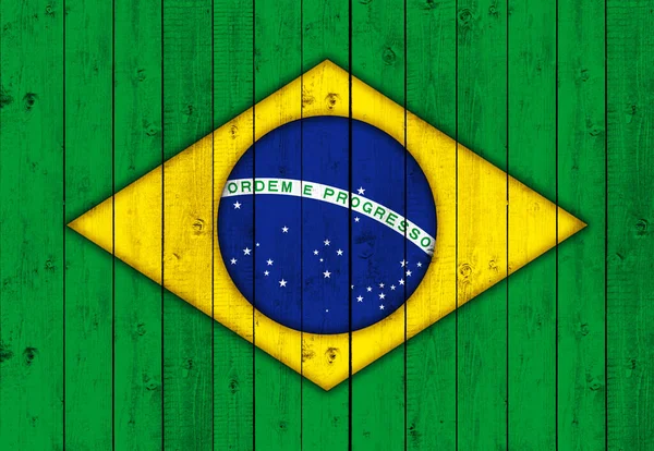 巴西国旗和木材背景 数字背景 — 图库照片