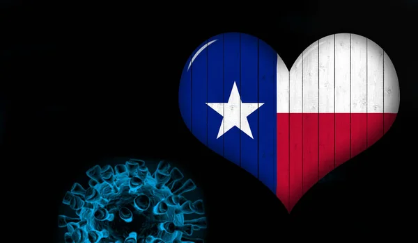Teksas Bayrağı Covid Coronavirus Siyah Arkaplan Dijital Arkaplan — Stok fotoğraf