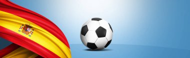 Metnin veya resimlerin için futbol topu ve telif alanı olan İspanya bayrağı - 3D illüstrasyon