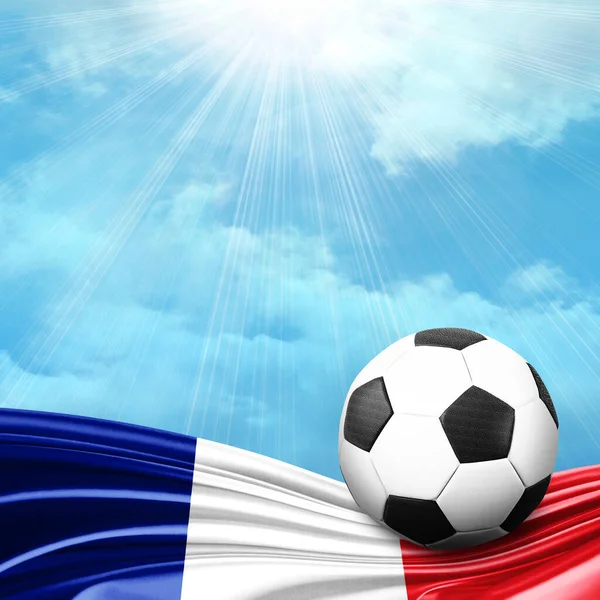 有法国国旗和蓝天的足球 — 图库照片