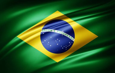 Brezilya 'nın ipek bayrağının 3B çizimi 