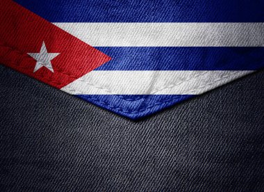 Küba bayrağıyla kot pantolonun kumaş cebinin renkli 3D çizimi 