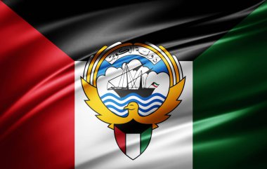 Kuveyt 'in ipek bayrağının 3B çizimi 