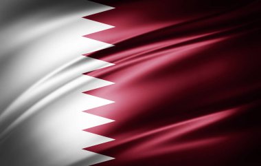 Katar 'ın ipek bayrağının 3B çizimi 