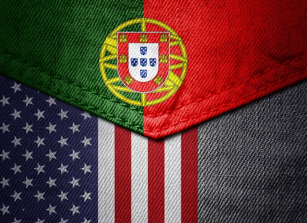 Colorful Illustration Jeans Fabric Pocket Flag America Portugal — Stock Photo, Image