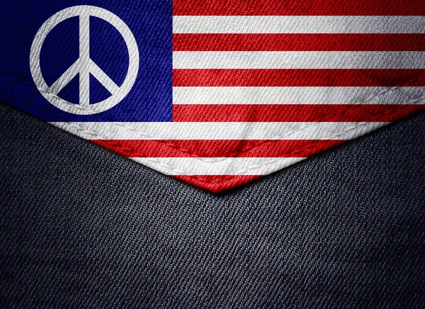 Färgglada Illustration Jeans Tyg Ficka Med Flagga American Peace — Stockfoto