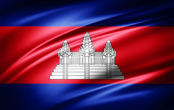 カンボジアの絹の旗の3Dイラスト — ストック写真