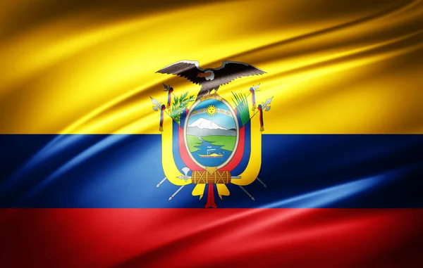 Illustration Ecuadors Sidenflagga — Stockfoto