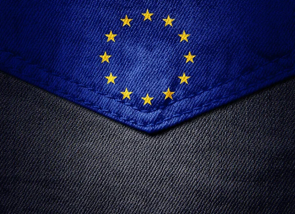 Kolorowe Ilustracja Jeansów Kieszeni Tkaniny Flagą Unii Europejskiej — Zdjęcie stockowe