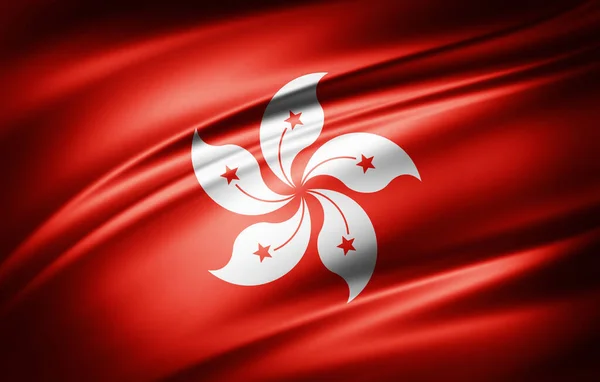 Illustration Silk Flag Hong Kong — Stock Photo, Image