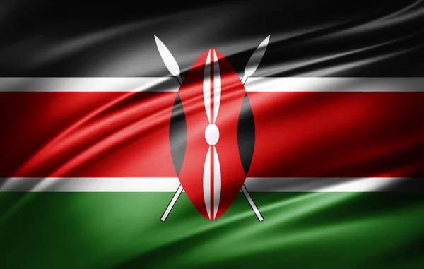 肯尼亚丝绸国旗3D图解 — 图库照片