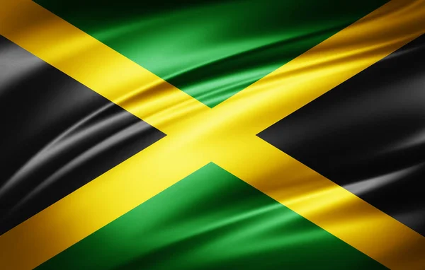 Ilustração Bandeira Seda Jamaica — Fotografia de Stock