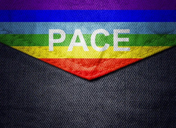 Πολύχρωμο Απεικόνιση Της Τσέπης Ύφασμα Τζιν Σημαία Του Pace — Φωτογραφία Αρχείου