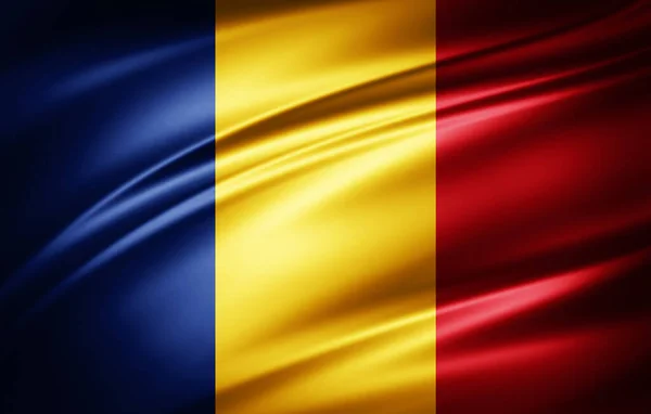 Illustration Rumäniens Silkesflagga — Stockfoto
