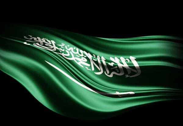 Illustration Der Seidenfahne Saudi Arabiens — Stockfoto