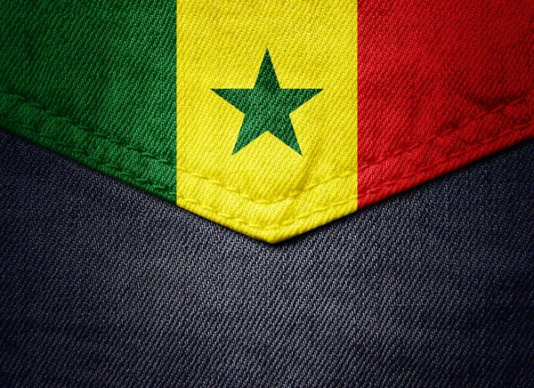 Colorful Illustration Jeans Fabric Pocket Flag Senegal — Stock Photo, Image