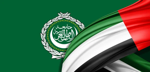 Illustration Der Seidenfahne Der Vereinigten Arabischen Emirate Und Der Arabischen — Stockfoto